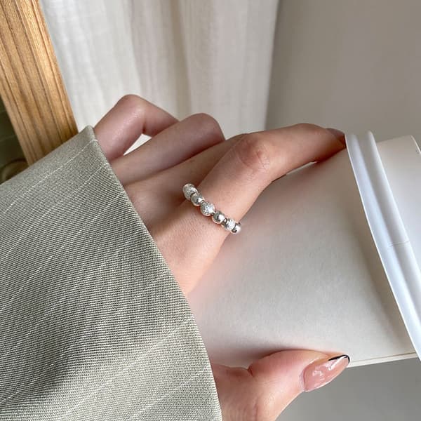 INF Anti-stressring med 7 roterbara pärlor koppar Silver