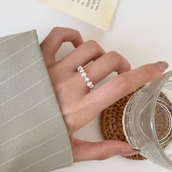 INF Anti-stressring med 7 roterbara pärlor koppar Silver