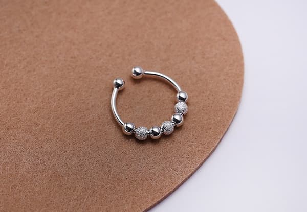 INF Anti-stressring med 7 roterbara pärlor koppar Silver