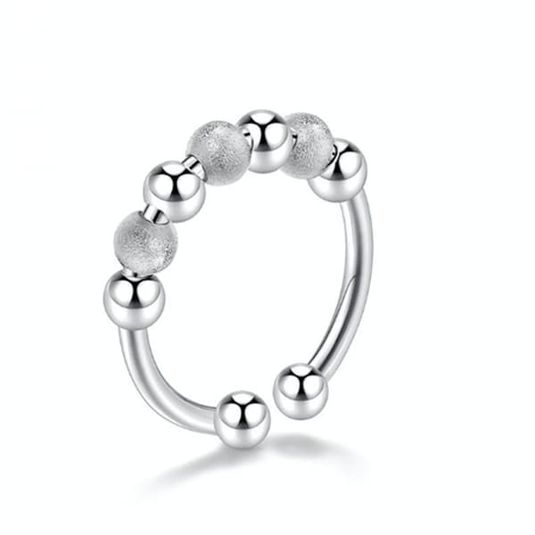 INF Anti-stressring med 7 roterbara pärlor koppar Silver