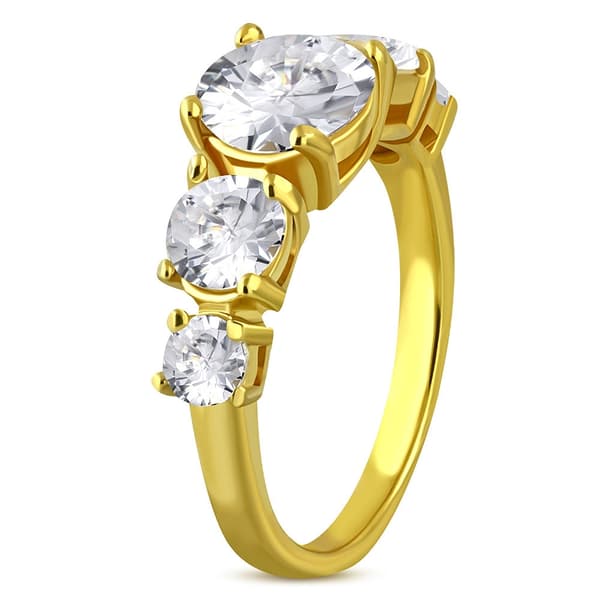 Ring Guldpläterad Stål 316L med klara CZ Guld Färg - Stl 18,95