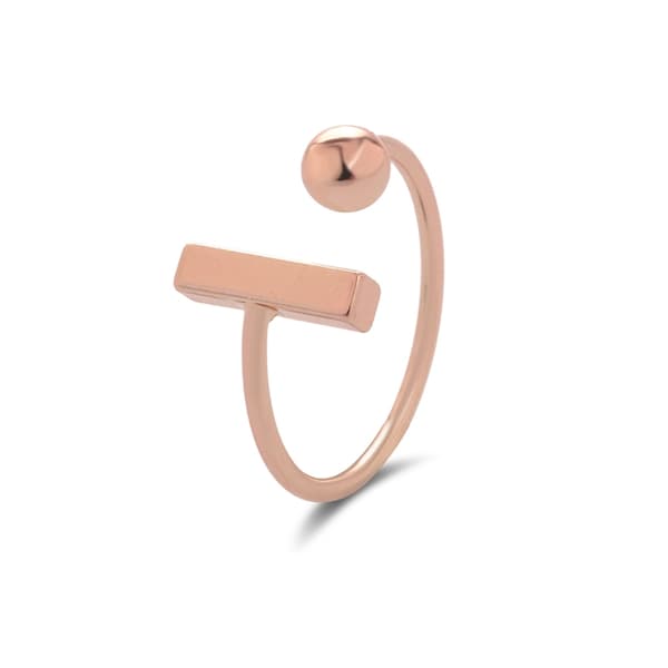Rosé Guld Ring Geometriska Former Rosé Guldpläterad - Justerbar