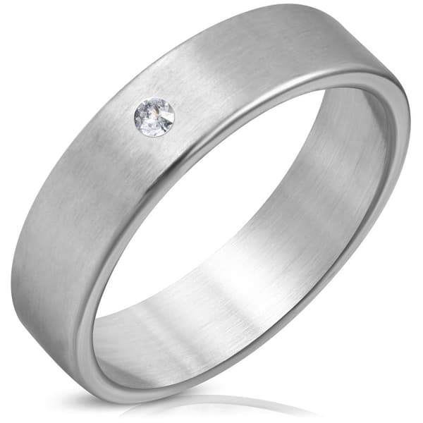 Ring Slät Rostfritt stål 316L med CZ Silver Färg - Stl 20,3