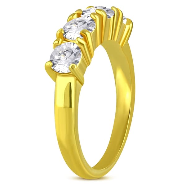 Ring Guldpläterad stål 316L med klara CZ Guld Färg - Stl 18,95
