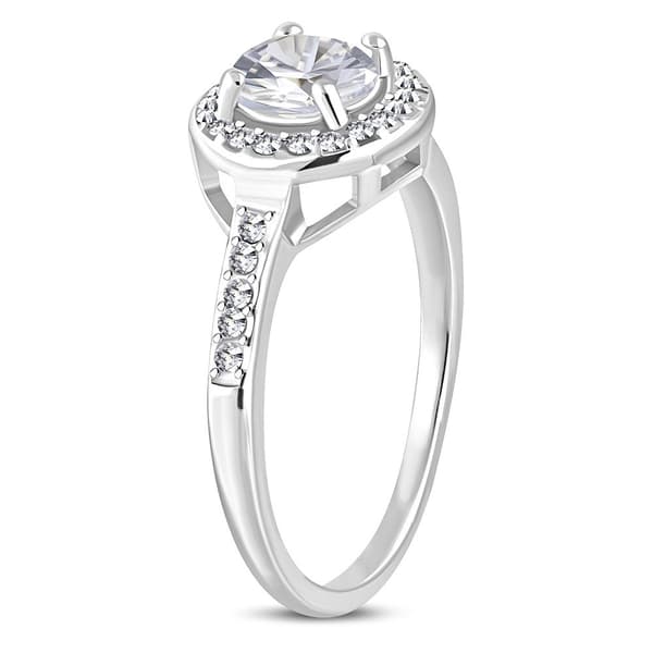 Glittrande Ring i Kirurgiskt Stål 316L i Silver Färg med en massa Vita Cubic Zircon Kristaller - Stl 16,51
