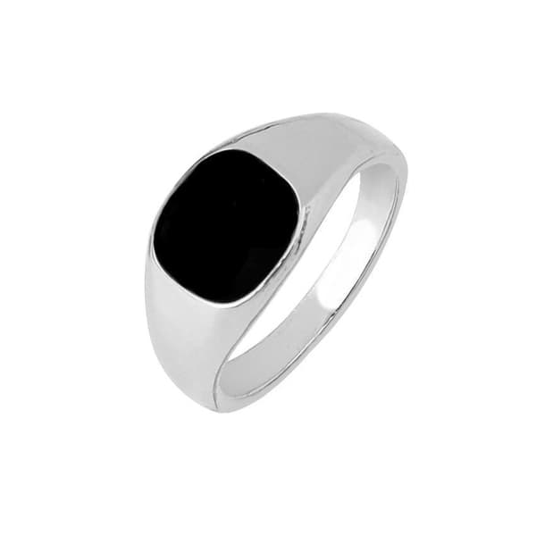 Ring Herr Silver Klackring Svart - Stl 21,5