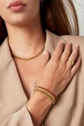 Miniatyrbild 2 av 3: Ring i Rostfritt Stål med Elegant Tryck - Guld - Justerbar
