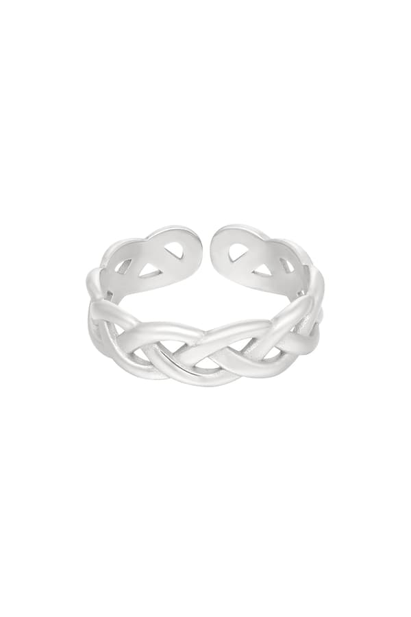 Ring i Rostfritt Stål med Flätad Design - Silver - Stl 16