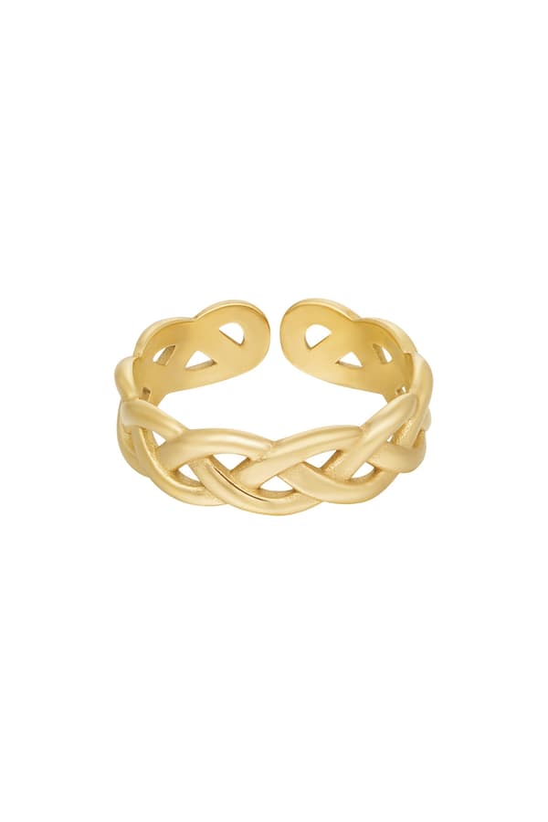 Ring i Rostfritt Stål med Flätad Design - Guld - Stl 17