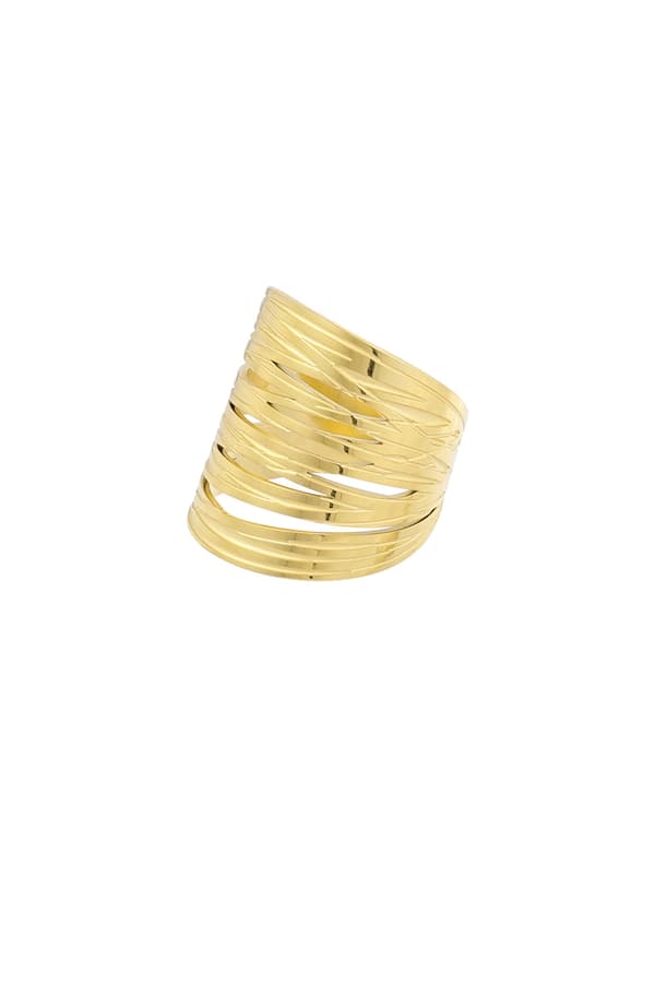 Bred Blank Statement Ring i Rostfritt Stål - Guld - Justerbar