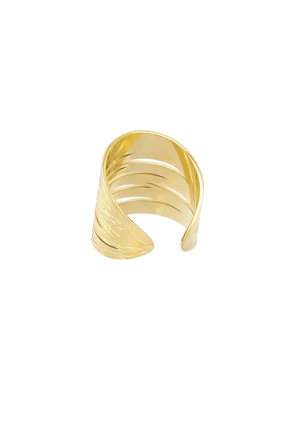 Bred Blank Statement Ring i Rostfritt Stål - Guld - Justerbar