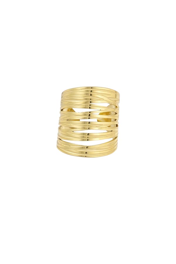 Bred Blank Statement Ring i Rostfritt Stål - Guld - Justerbar