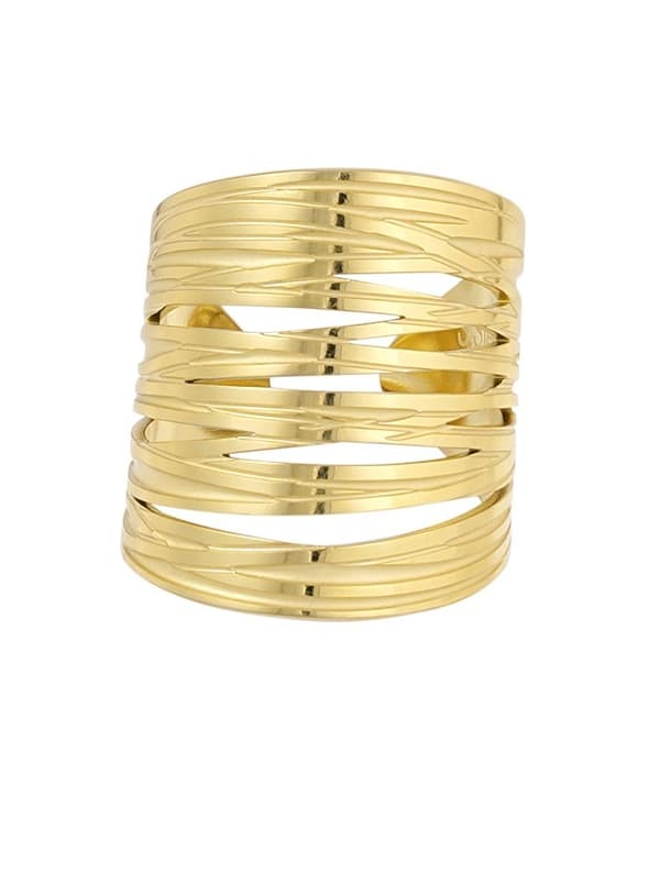 Bred Blank Statement Ring i Rostfritt Stål - Guld - Justerbar