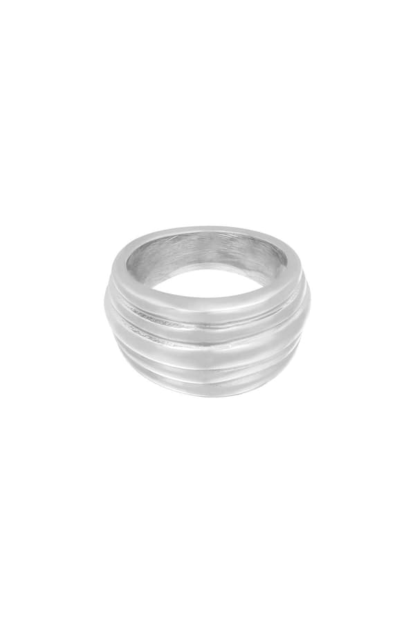Blank Ring i Rostfritt Stål i Fint Mönster - Silver - Stl 16
