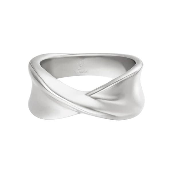 Blank Ring i Rostfritt Stål med Twist Design - Silver - Stl 16