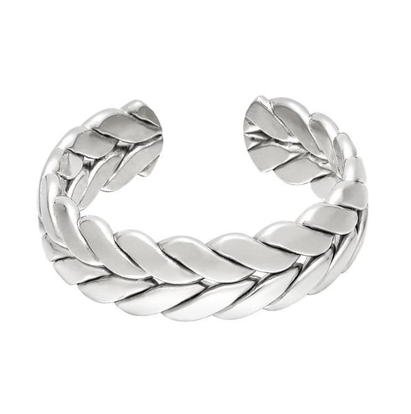 Ring i Rostfritt Stål med Flätad Design - Silver - Justerbar