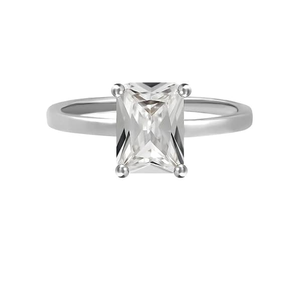 Klassisk Silver Ring med Vit CZ Kristall - Guldpläterad - Stl 17