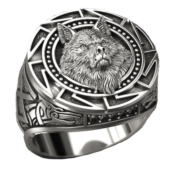 Sormus Wolf Viking Herr Silverin kanssa