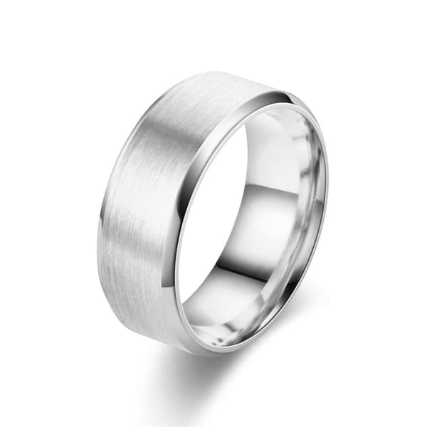 Børstet Ring Rustfritt Stål 8mm Sølv 10