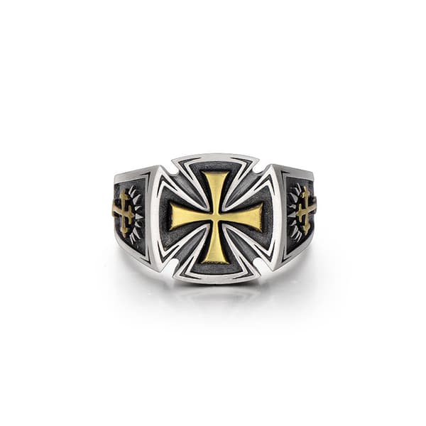 Ring med Gold Cross Black Justerbar størrelse