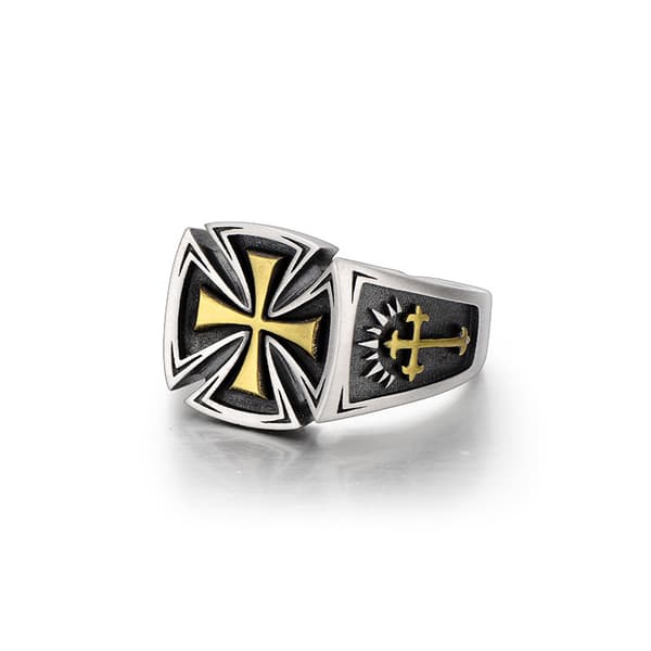 Ring med Gold Cross Black Justerbar størrelse