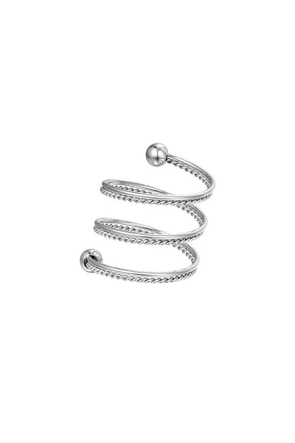Ring i Rostfritt Stål - Spiral med Kulor - Silver - Stl 16