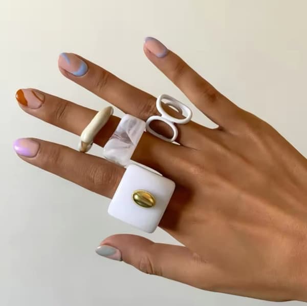 4-pack Boho Ringar i Olika Mönster & Utföranden i Vitt, Beige & Guld