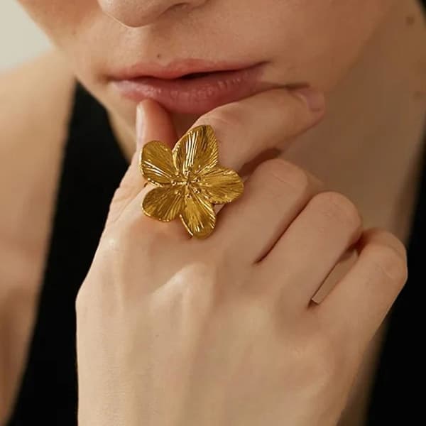 Blomma Öppna Ring Romantisk Finger Ring Holiday Gift Enkel blomma öppen ring romantiska fingerband ring mode justerbara ringar
