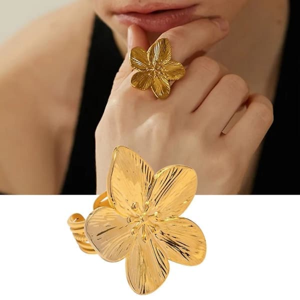 Blomma Öppna Ring Romantisk Finger Ring Holiday Gift Enkel blomma öppen ring romantiska fingerband ring mode justerbara ringar