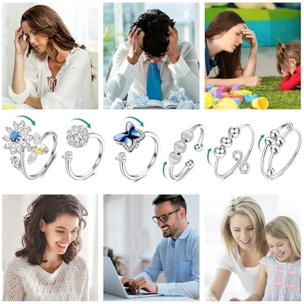 6 delar Justerbar Ring Set Justerbara Ringar Fidget Ringar Dam Justerbar Öppna Ring Set Twist Ringar Smyckesringar