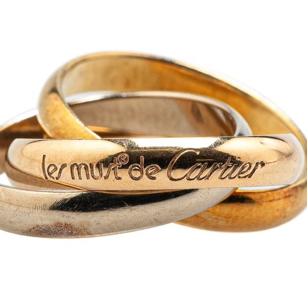 Pre-owned Cartier Tricolor 18K Les Must de Cartier Trinity Three Band Ring Gold