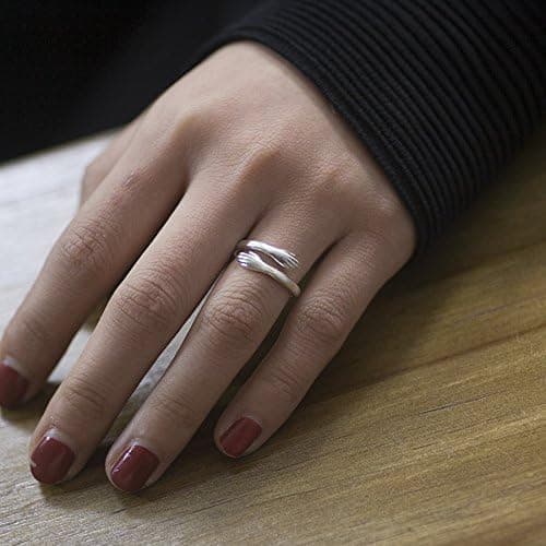 Sterling Silver Kram Ring, Silver Romantisk Kram Händer Kram Öppen Ring för Kvinnor Män Par Smycken Justerbar Ringstorlek