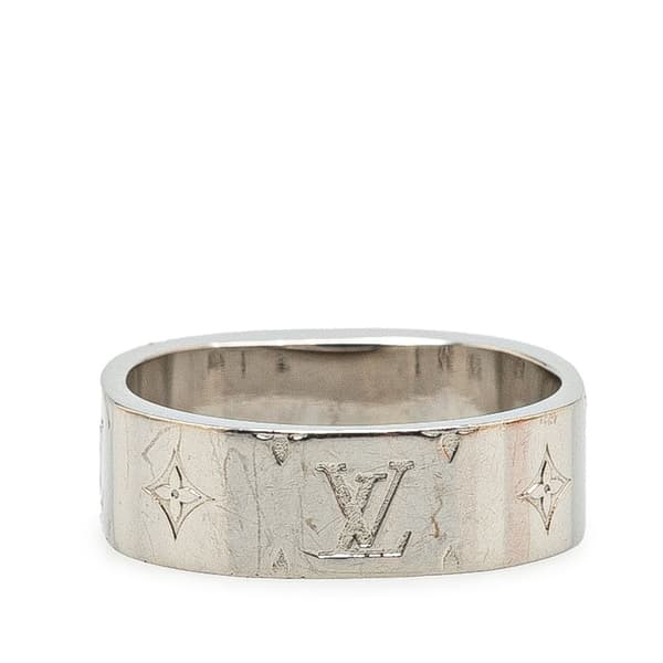 Pre-owned Louis Vuitton Silver Tone Nanogram Ring Silver