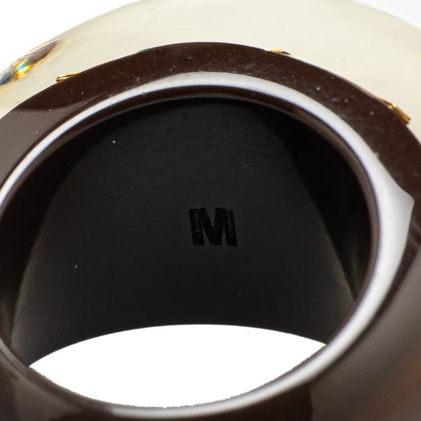 Pre-owned Louis Vuitton Resin Crystal Inclusion Ring Brown