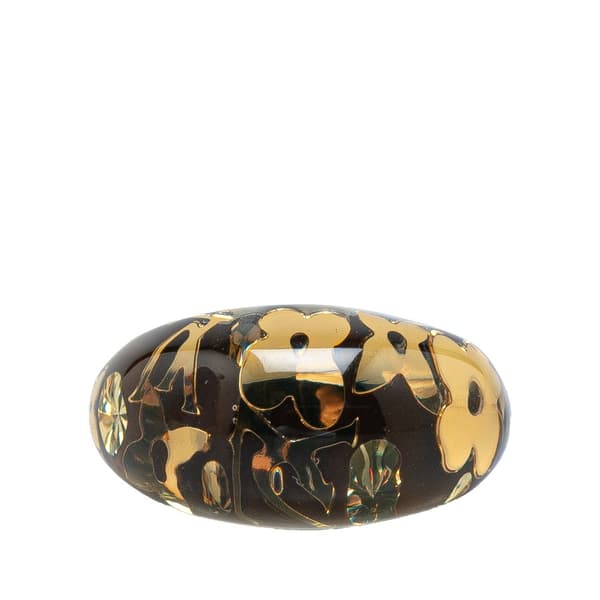 Pre-owned Louis Vuitton Resin Crystal Inclusion Ring Brown