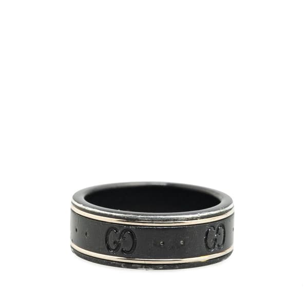 Pre-owned Gucci 18K White Gold Icon Thin Band Ring Silver