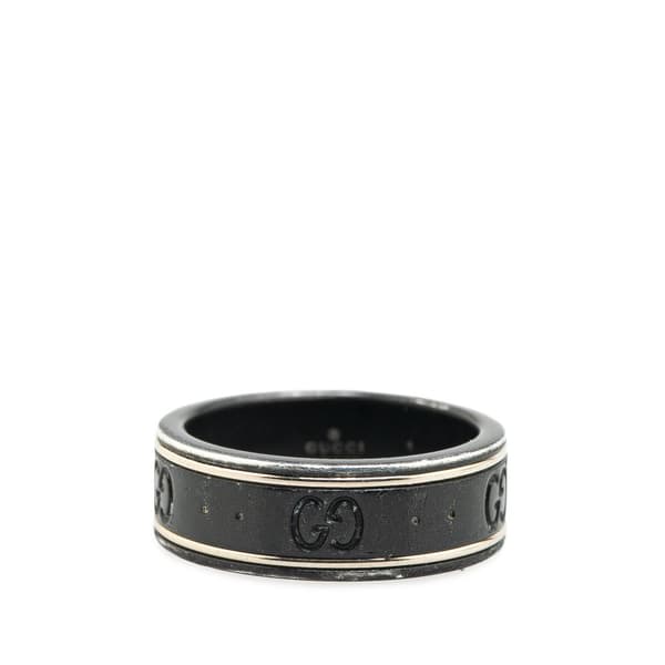 Pre-owned Gucci 18K White Gold Icon Thin Band Ring Silver