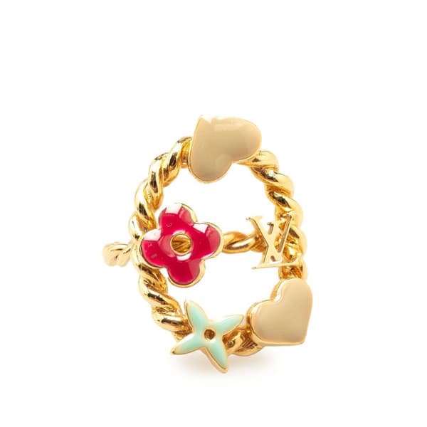 Pre-owned Louis Vuitton Gold Plated and Enamel Berg Sweet Monogram Ring Gold