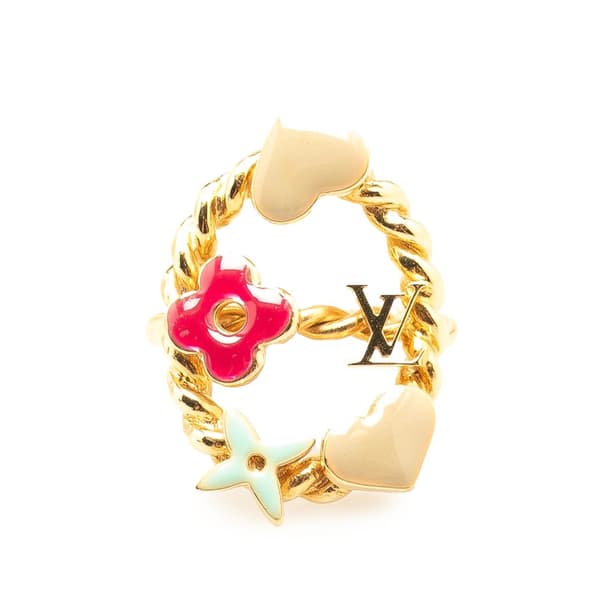 Pre-owned Louis Vuitton Gold Plated and Enamel Berg Sweet Monogram Ring Gold