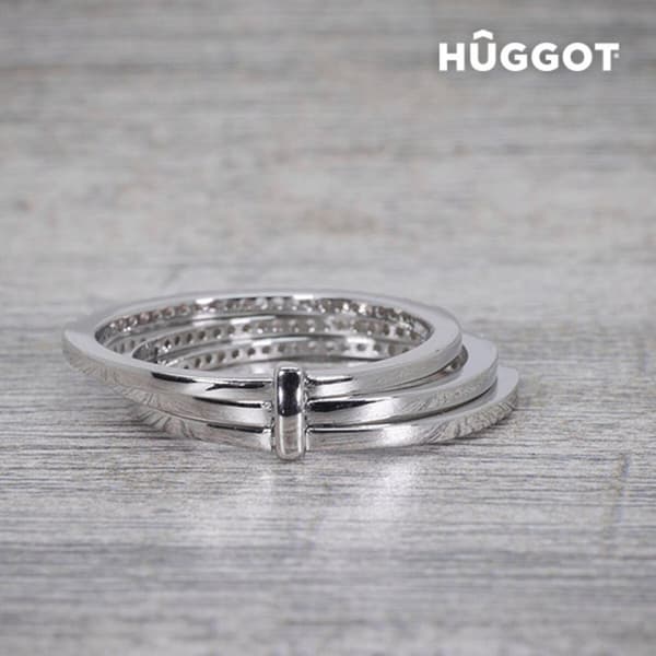 Hûggot Three Ring i 925 sterlingsilver med zirkonior - 17,5 mm