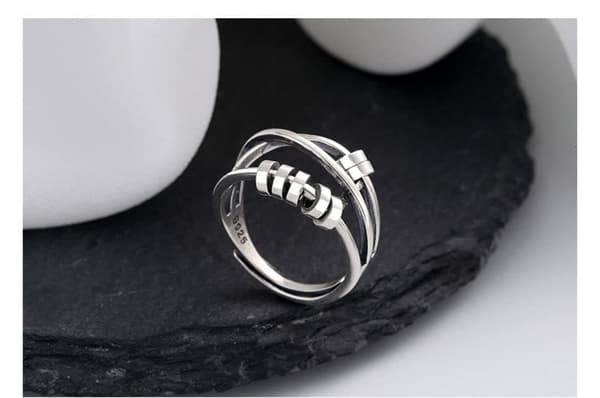 Ångestring – Spinnerring i 925 sterling silver – Fidget-ringar för ångest för kvinnor och män – Modern och elegant design