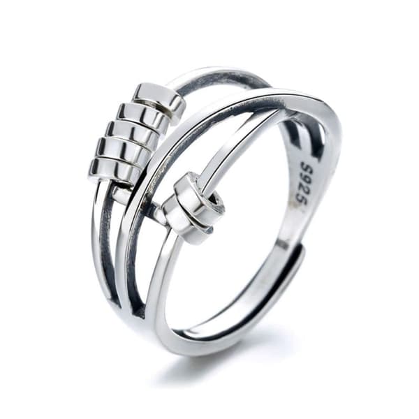 Ångestring – Spinnerring i 925 sterling silver – Fidget-ringar för ångest för kvinnor och män – Modern och elegant design