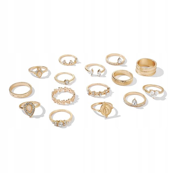 Guldfärgad RETRO PUNK BOHO RINGSET 84
