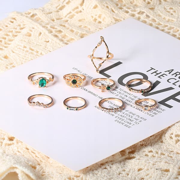 Guld RETRO PUNK BOHO RINGSÆT 81