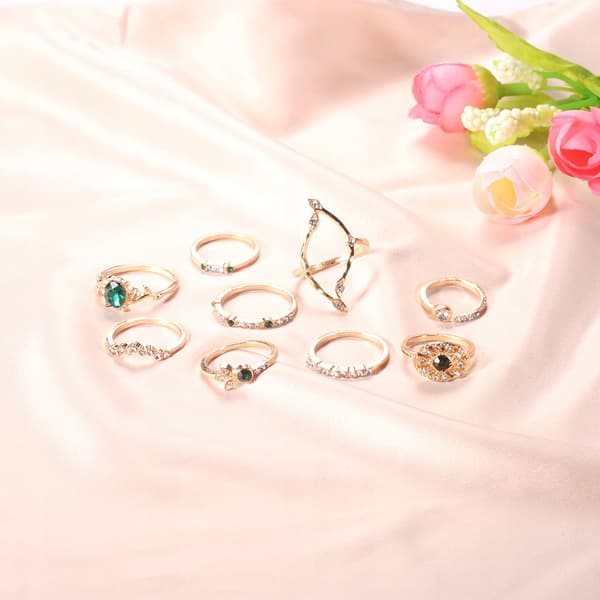 Guld RETRO PUNK BOHO RINGSÆT 81