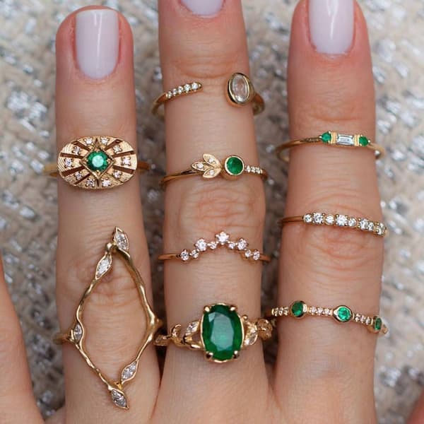 Guld RETRO PUNK BOHO RINGSÆT 81