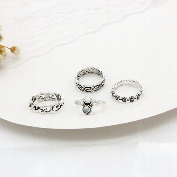 Sølv RETRO PUNK BOHO RINGSÆT 15