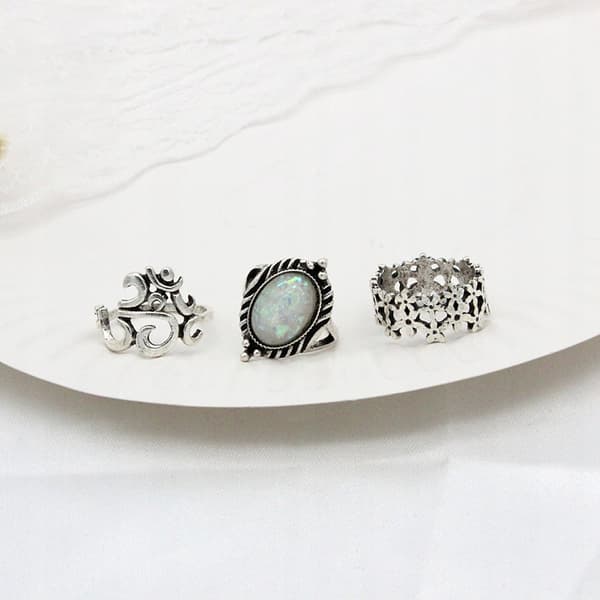 Sølv RETRO PUNK BOHO RINGSÆT 15