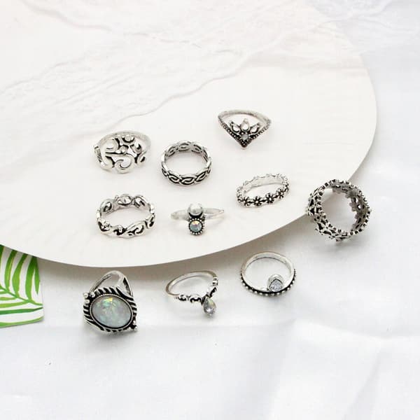 Sølv RETRO PUNK BOHO RINGSÆT 15