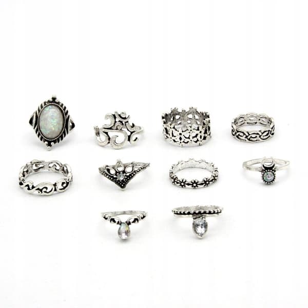 Sølv RETRO PUNK BOHO RINGSÆT 15